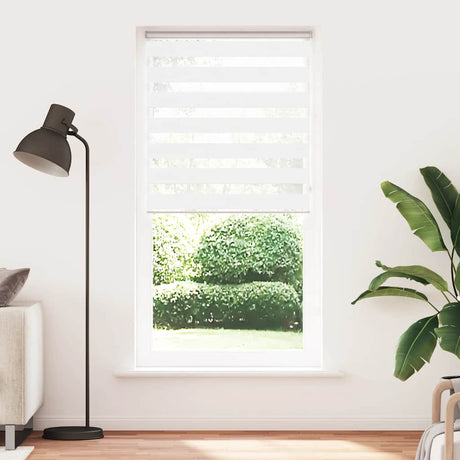 VidaXL zebra rullegardin 105x200 cm stofbredde 100,9 cm polyester hvid