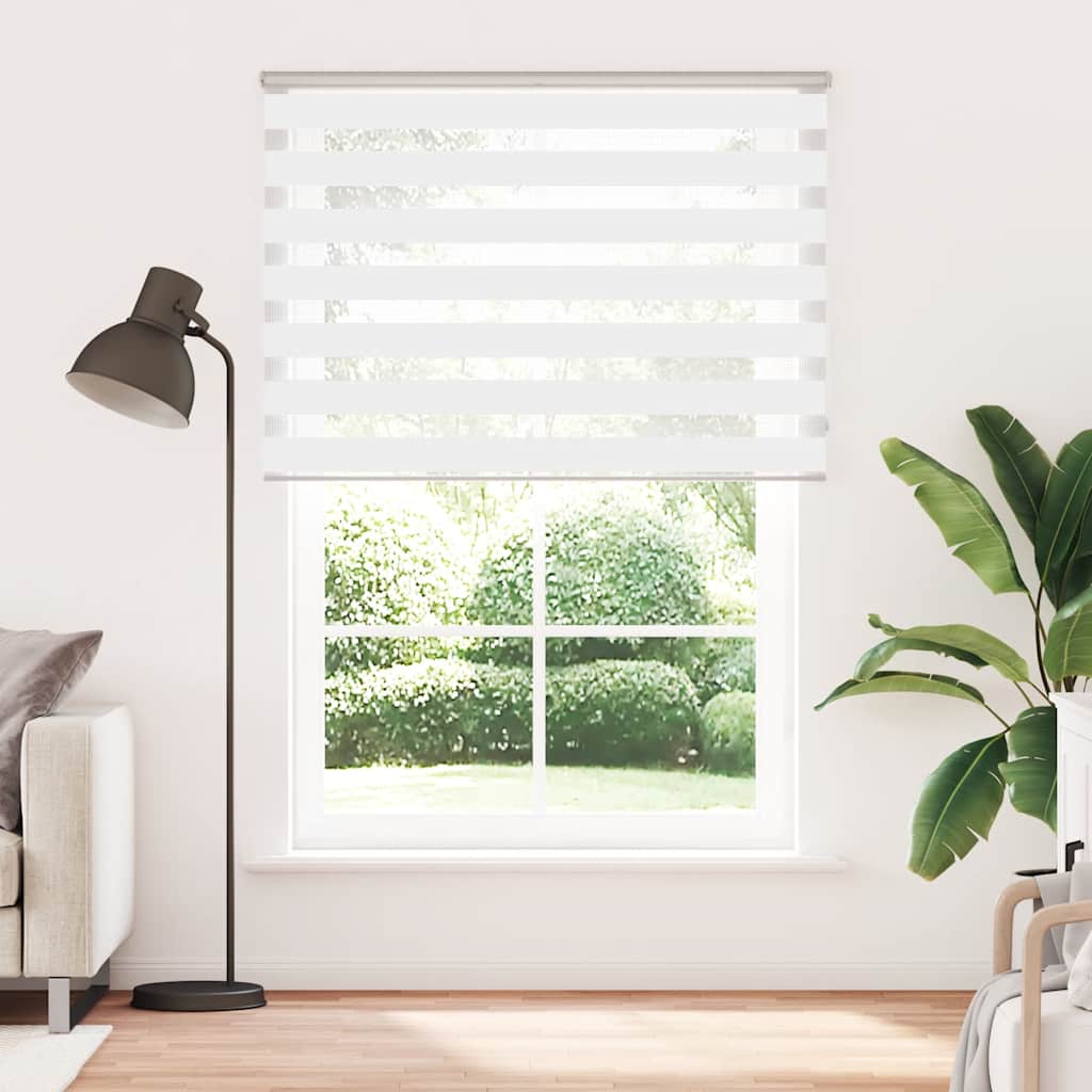 VidaXL zebra rullegardin 155x200 cm stofbredde 150,9 cm polyester hvid