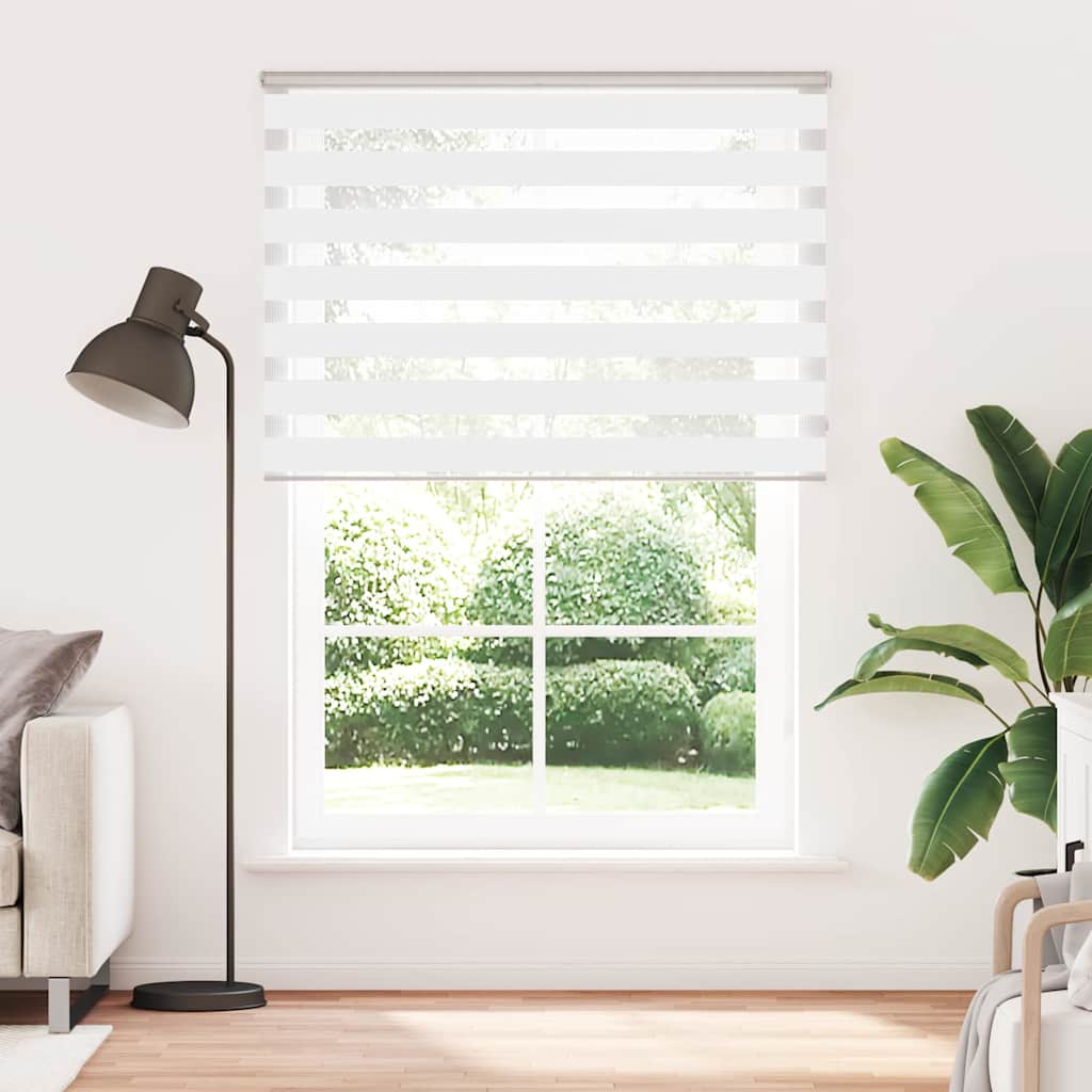 VidaXL zebra rullegardin 165x200 cm stofbredde 160,9 cm polyester hvid