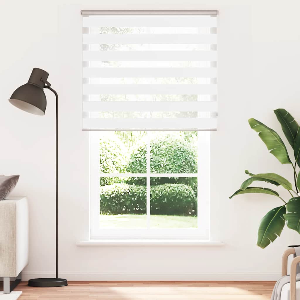 VidaXL zebra rullegardin 135x230 cm stofbredde 130,9 cm polyester hvid