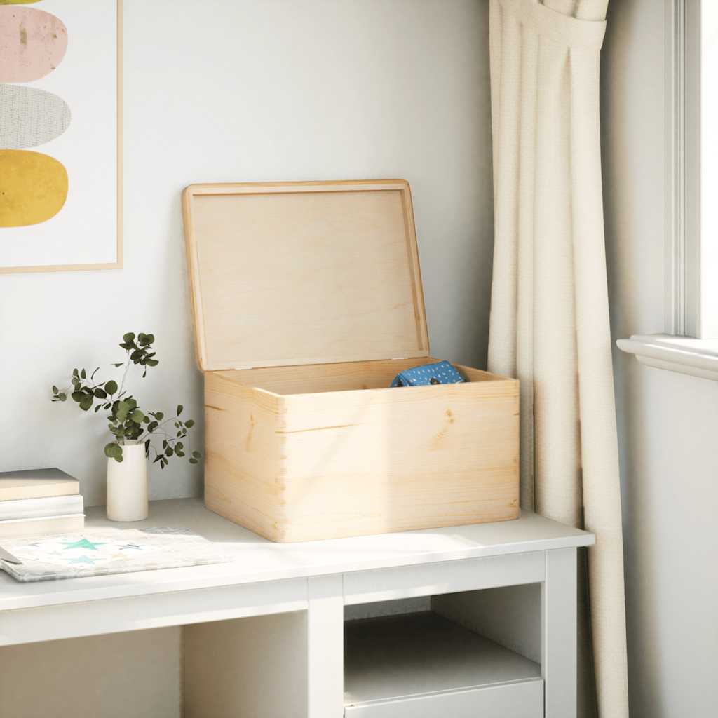 VidaXL trækasse med låg 40x30x23 cm massivt fyrretræ