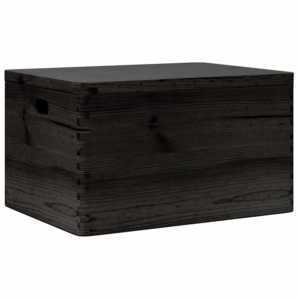 VidaXL trækasse med låghåndtag 40x30x23cm fyrretræ sort