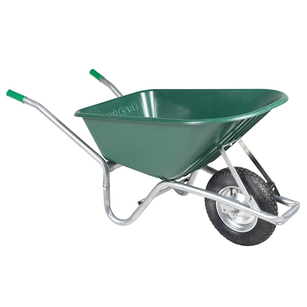 Vidaxl trillebør 90 l 150 kg galvaniseret stål og plast grøn