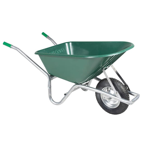 Vidaxl trillebør 90 l 150 kg galvaniseret stål og plast grøn