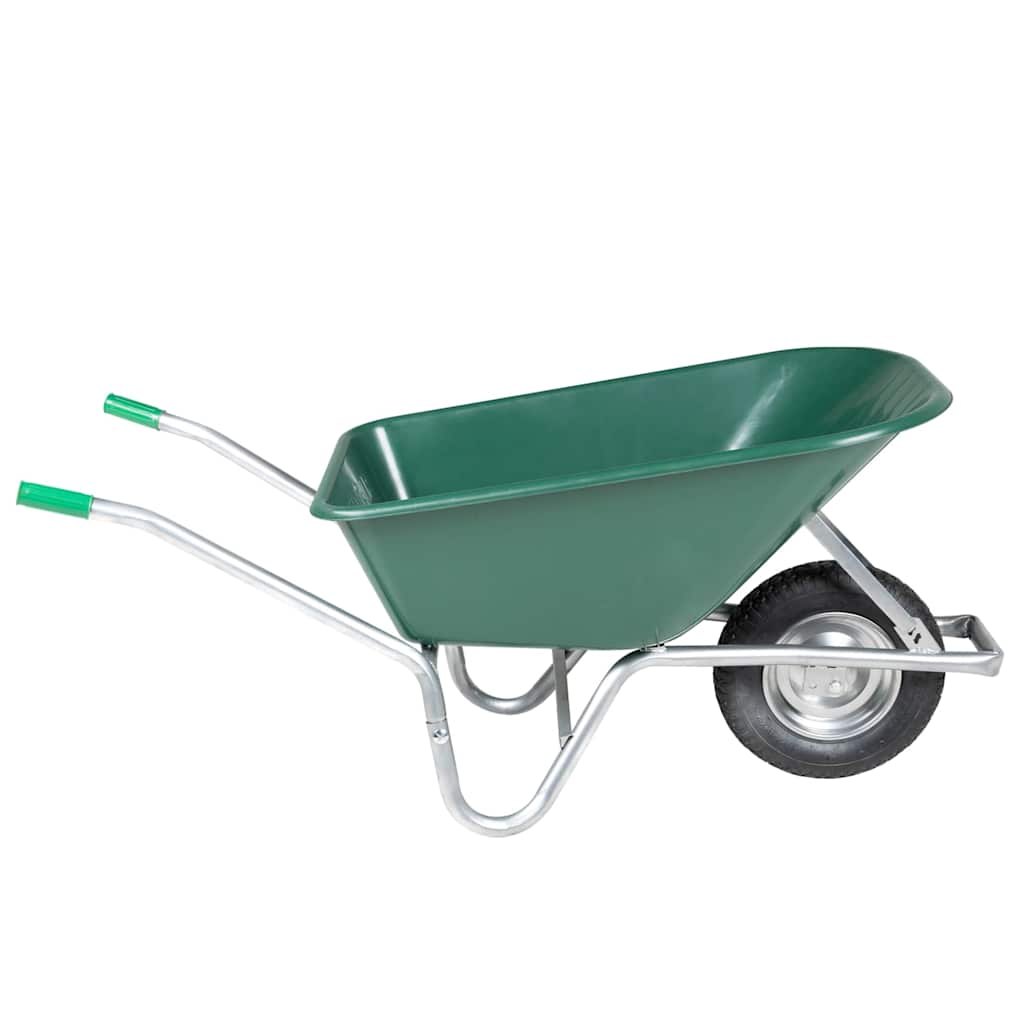 Vidaxl trillebør 90 l 150 kg galvaniseret stål og plast grøn