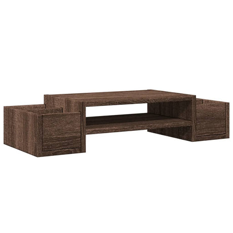 Vidaxxl monitorstativ med opbevaringsplads 70x27x15 cm træbrun eg