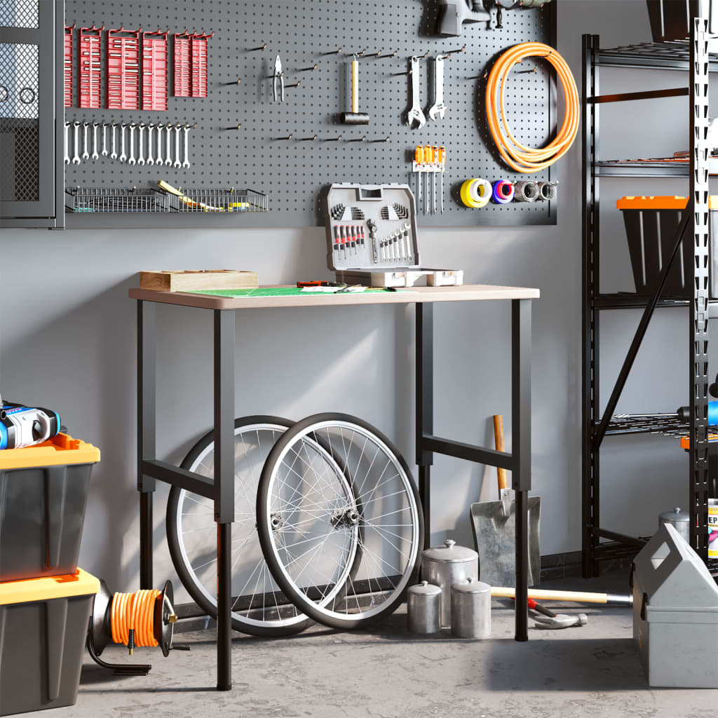 VidaXL rektangulært arbejdsbord 100x60x(71,5-98) cm massiv eg