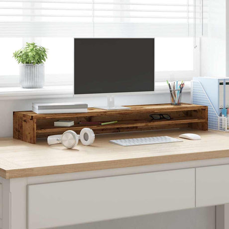Vidaxxl monitorstativ 100x24x13 cm behandlet træ, gammelt træfarvet