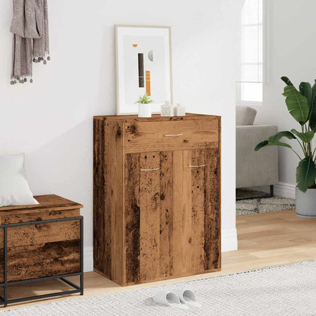 VidaXL skoskab 60x35x84 cm færdigt træ, gammelt træfarvet