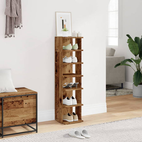 VidaXL skoskab 28x27x102 cm færdigt træ, gammelt træfarvet
