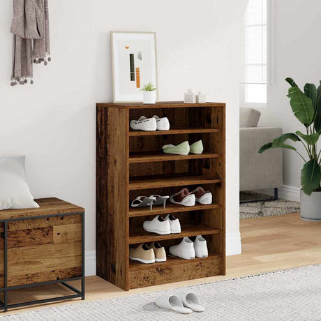 Vidaxl schoenenkast 60x35x92 cm bewerkt hout oud houtkleurig