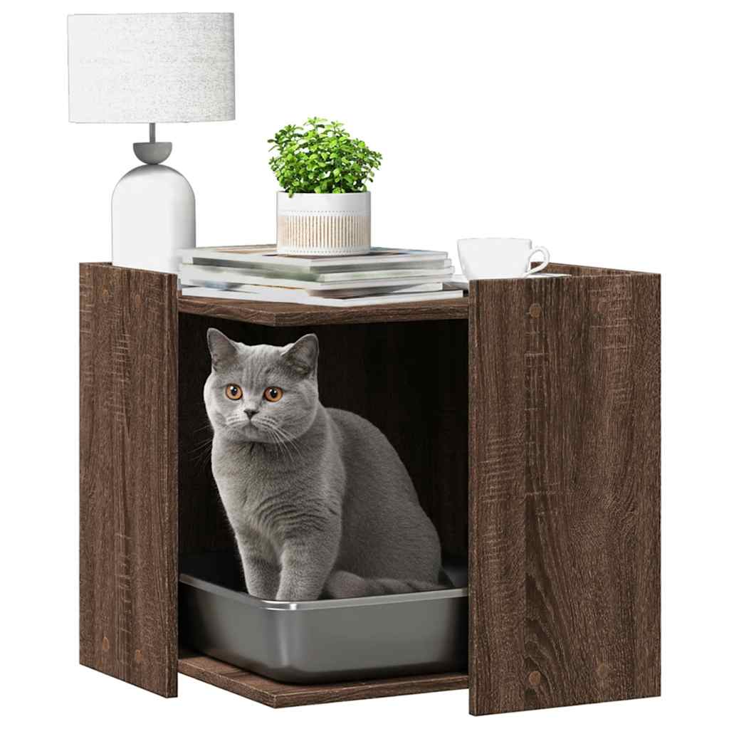 Vidaxxl kattebakke 53x53x51 cm færdig træbrun eg
