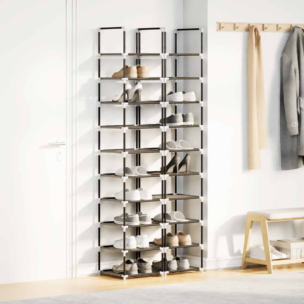 Vidaxl schoenenrekken 2 st 33x33x174 cm vliesvrij 10-laags zwart