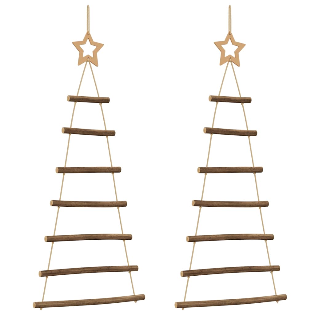 Vidaxl hangende kerstbomen met topsterren 2 st 42x90 cm natuurlijke tak