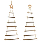 Vidaxl hangende kerstbomen met topsterren 2 st 42x90 cm natuurlijke tak