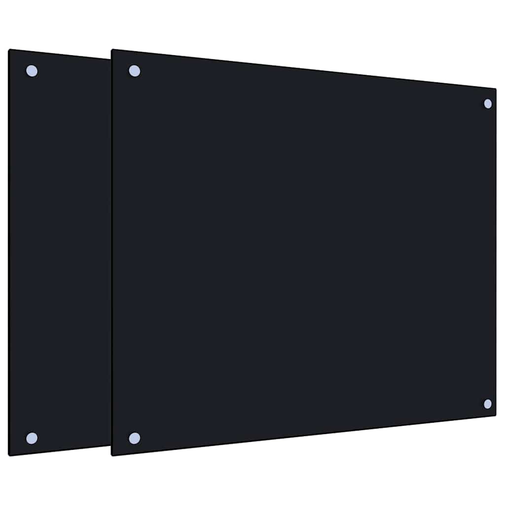Vidaxx køkkenstænke 2 stk 70x60 cm hærdet glas sort