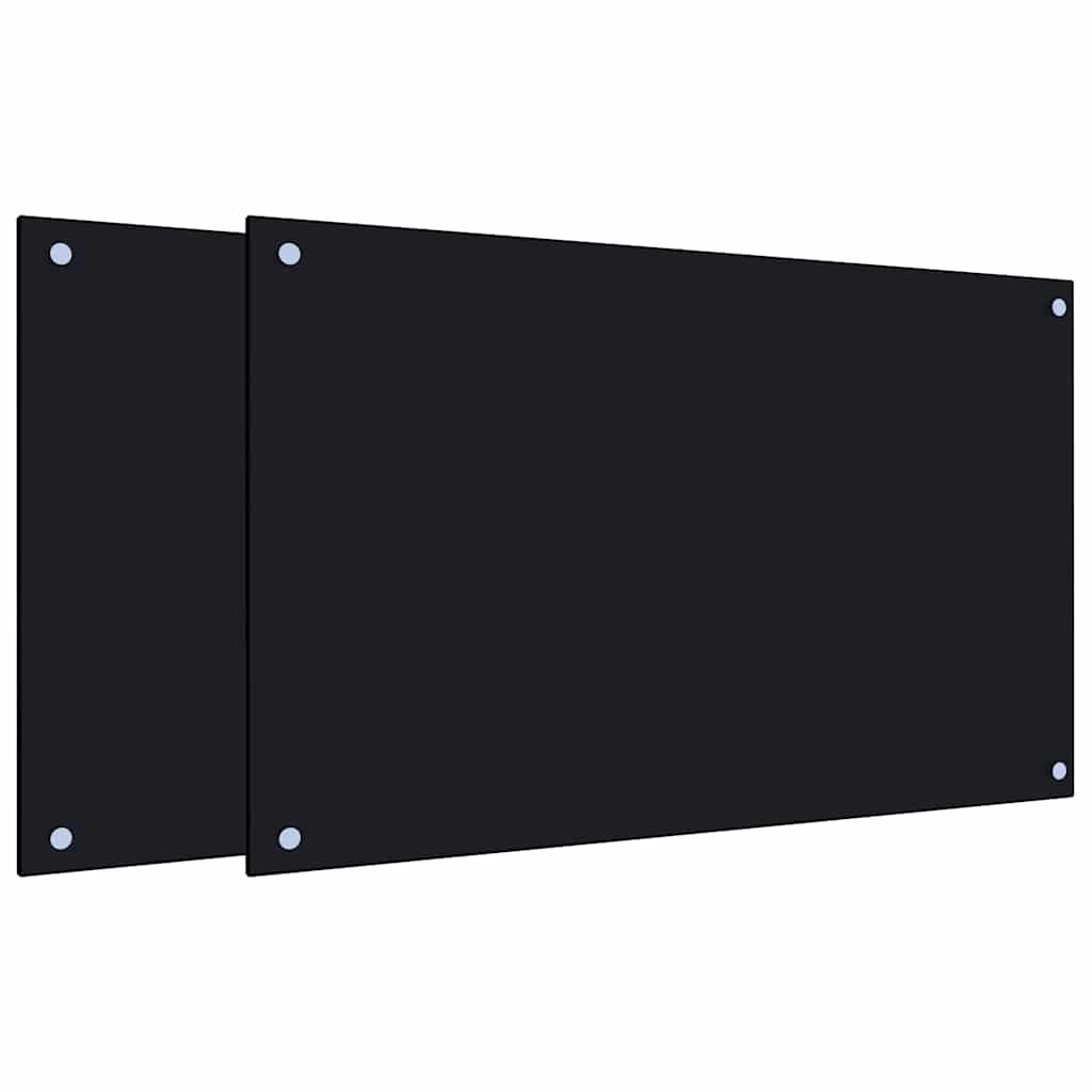 Vidaxx køkkenstænk 2 stk 80x50 cm hærdet glas sort
