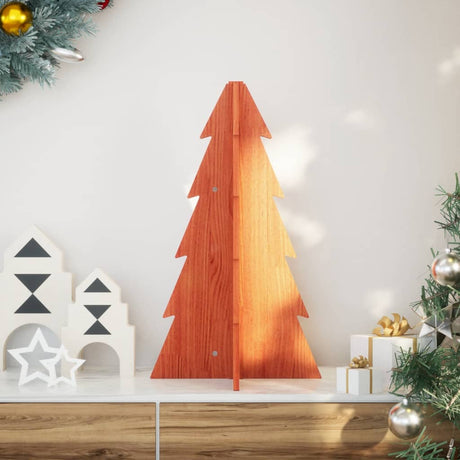 Vidaxx juledekoration juletræ 69,5 cm massiv fyrretræ, vaskebrunt