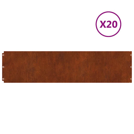 Vidaxx græskanter 20 stk 25x103 cm fleksibelt vejrbestandigt stål