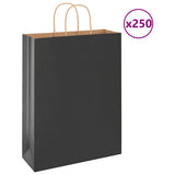 Vidaxl papieren zakken 250 st met hengsels 32x12x42 cm zwart
