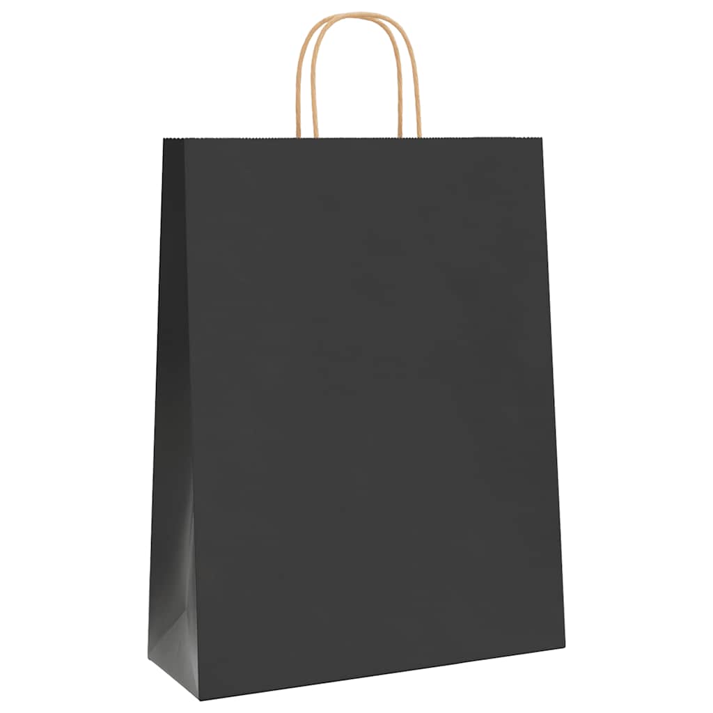 Vidaxl papieren zakken 250 st met hengsels 32x12x42 cm zwart