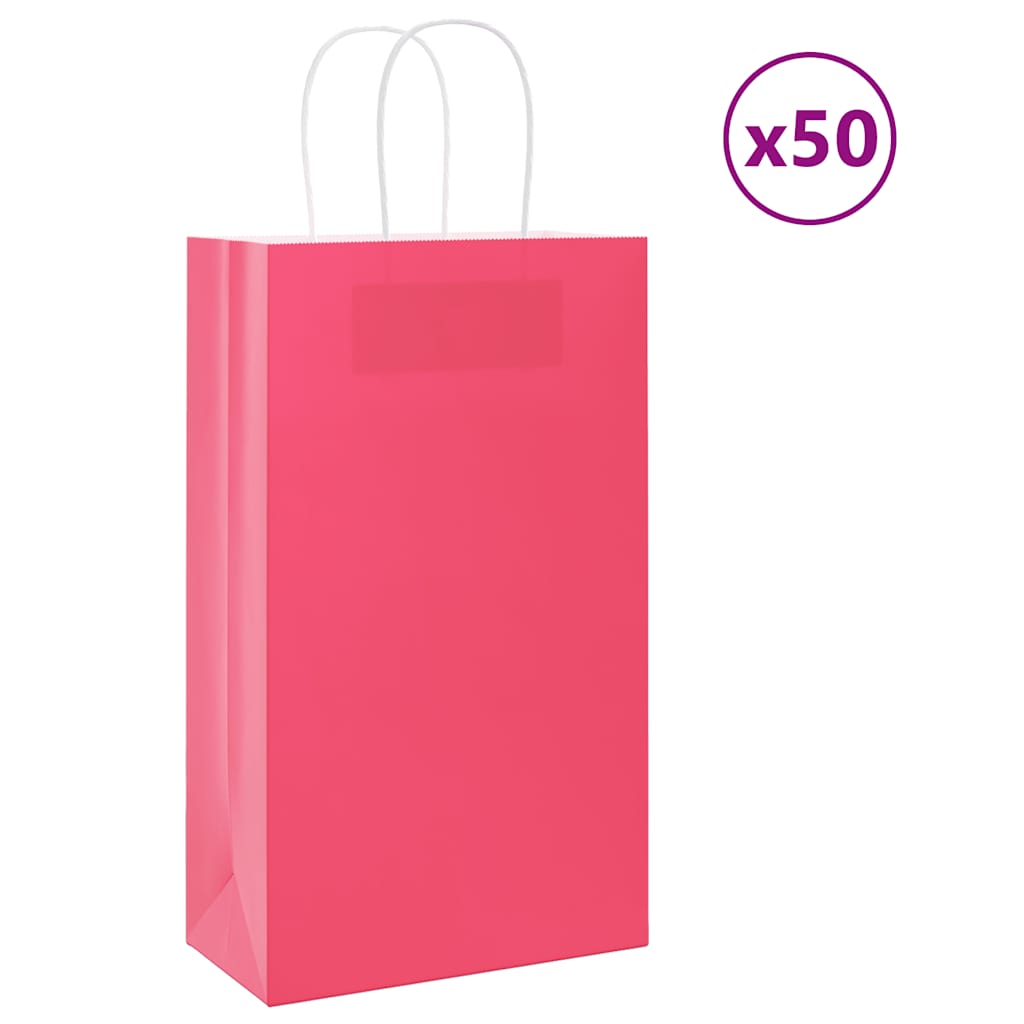 Vidaxl papieren zakken 50 st met hengsels 21x11x36 cm roze