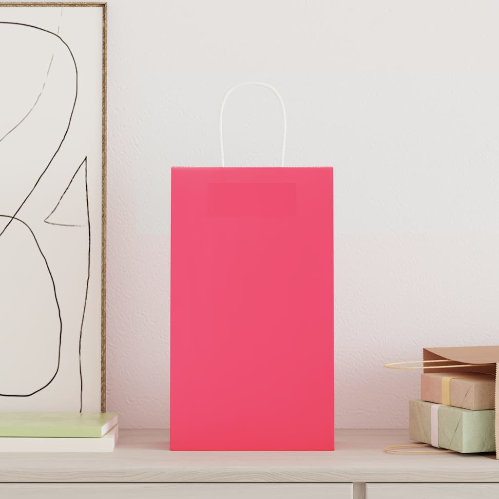 Vidaxl papieren zakken 50 st met hengsels 21x11x36 cm roze
