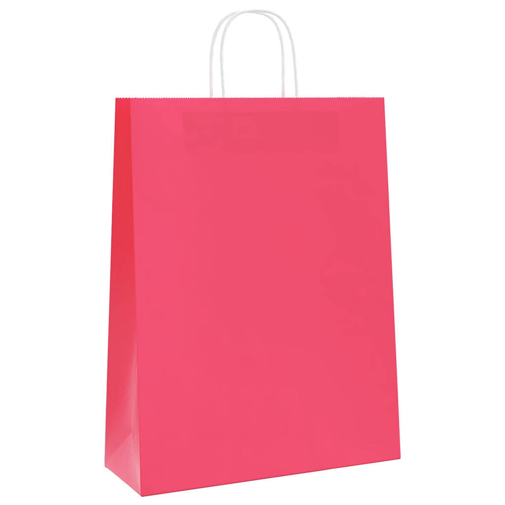 Vidaxl papieren zakken 50 st met hengsels 32x12x42 cm roze