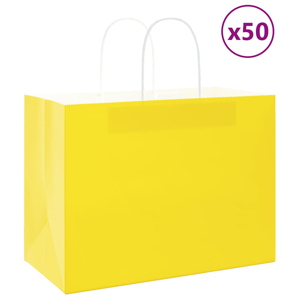 Vidaxl papieren zakken 50 st met hengsels 32x17x25 cm geel