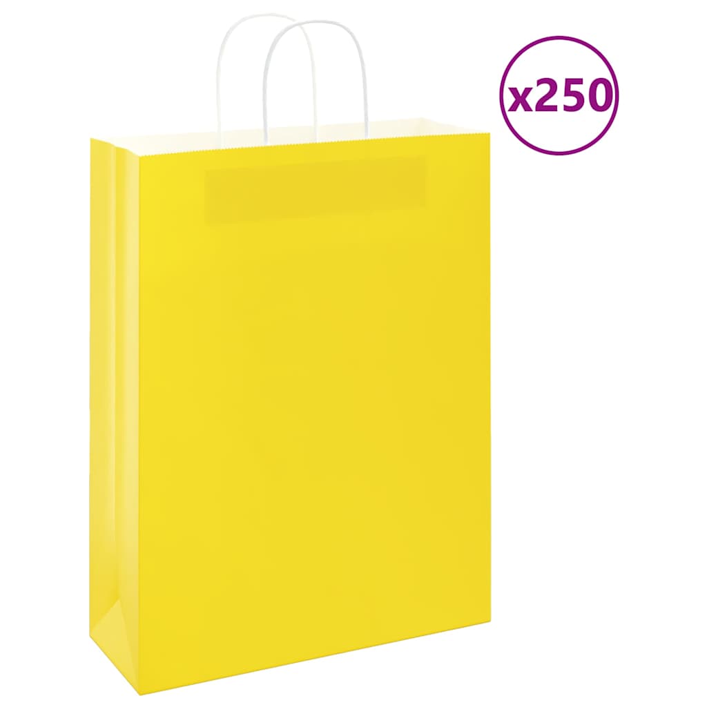 Vidaxl papieren zakken 250 st met hengsels 32x12x42 cm geel