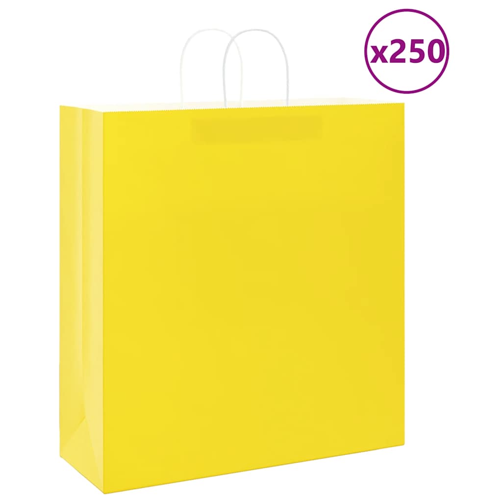 Vidaxl papieren zakken 250 st met hengsels 45x17x48 cm geel