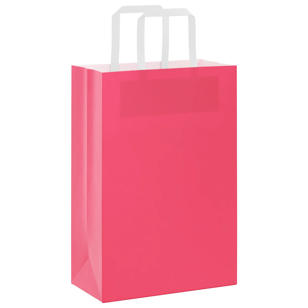 Vidaxl papieren zakken 50 st met hengsels 21x11x31 cm roze