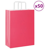 Vidaxl papieren zakken 50 st met hengsels 26x12x35 cm roze