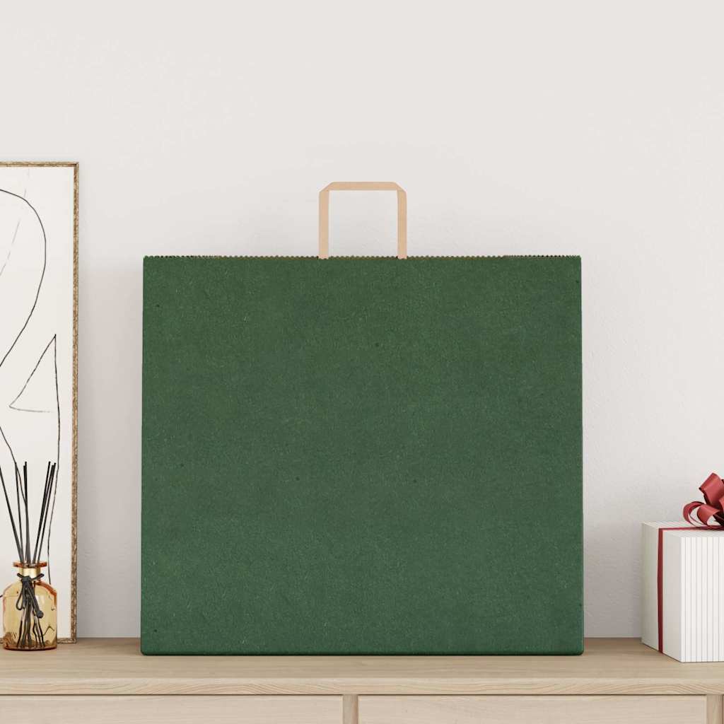 Vidaxl papieren zakken 250 st met hengsels 54x15x49 cm groen