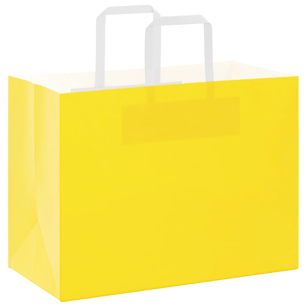 Vidaxl papieren zakken 50 st met hengsels 32x17x25 cm geel