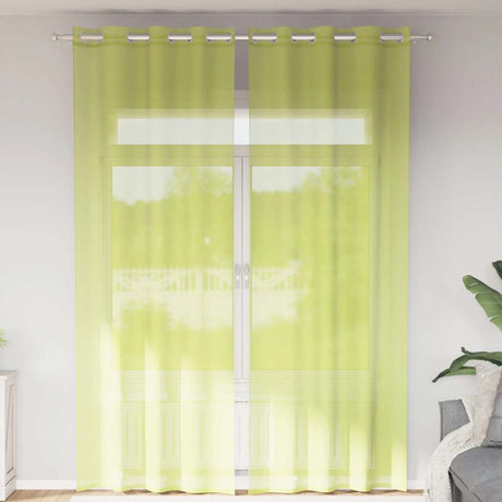 Vidaxl gordijnen voile met doorvoertules 2 st 140x260 cm appelgroen