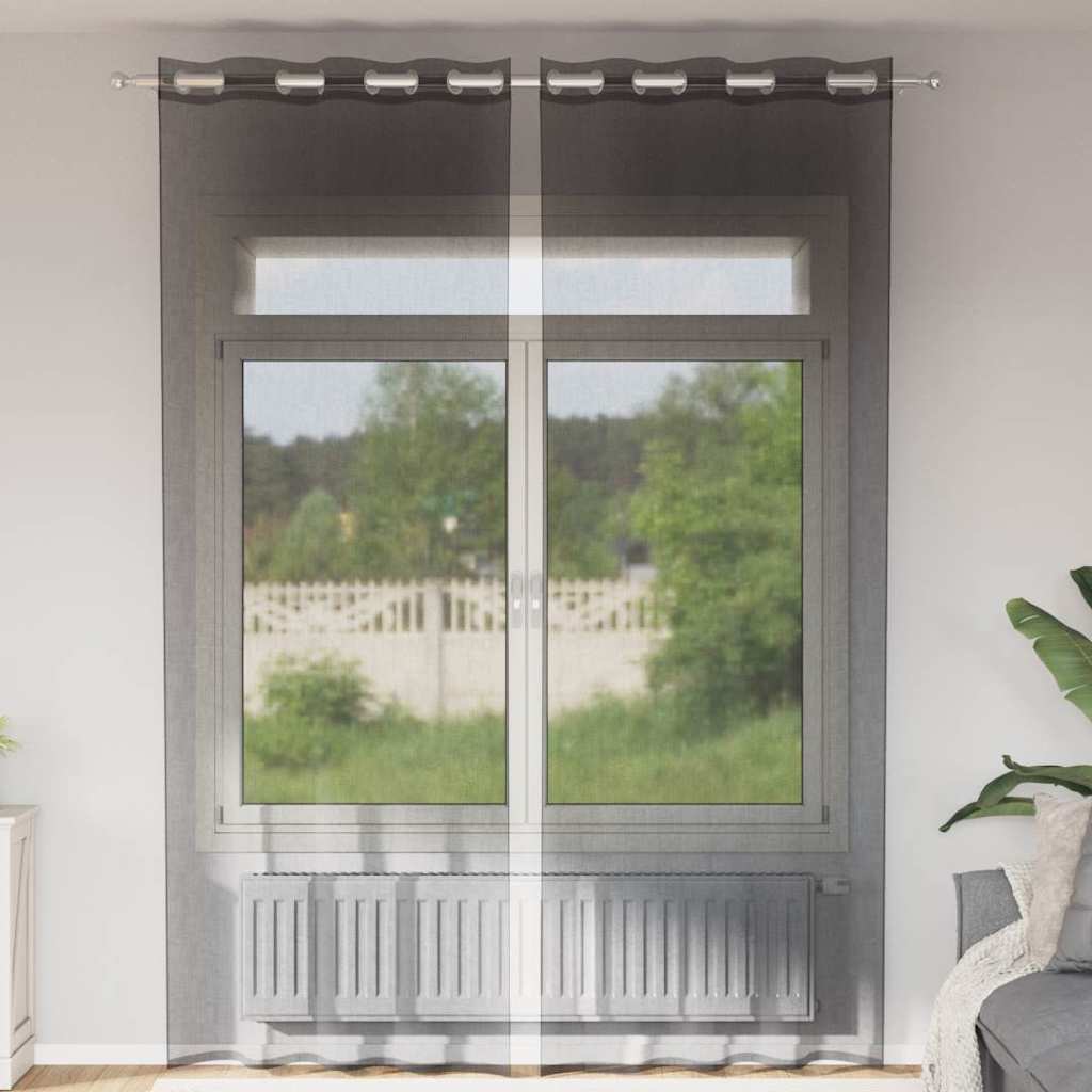 Vidaxl gordijnen voile met doorvoertules 2 st 140x260 cm zwart