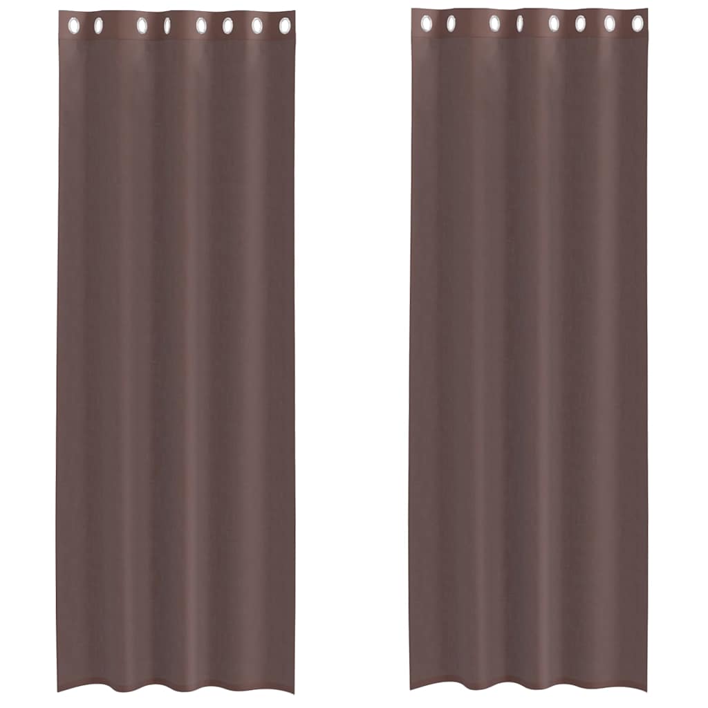 Vidaxl gordijnen voile met doorvoertules 2 st 140x300 cm bruin