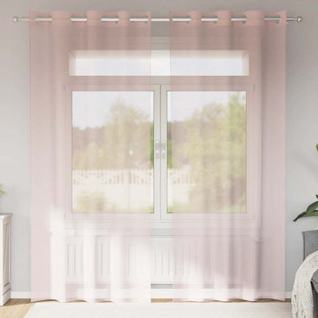 Vidaxl gordijnen voile met doorvoertules 2 st 140x225 cm lichtroze