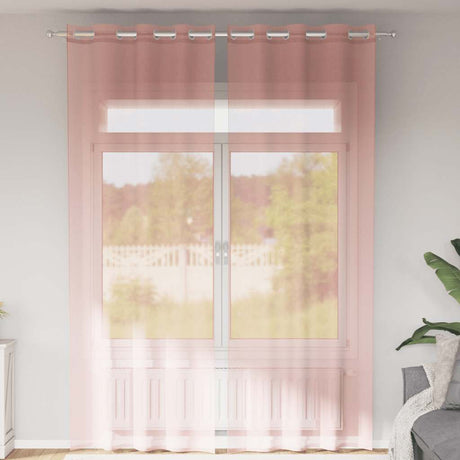 Vidaxl gordijnen voile met doorvoertules 2 st 140x260 cm roze