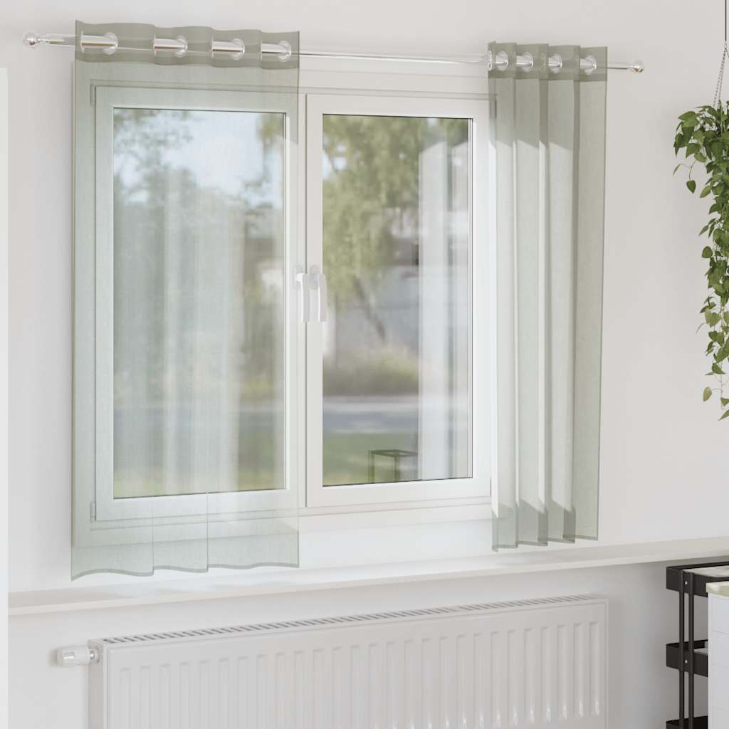 Vidaxl gordijnen voile met doorvoertules 2 st 140x175 cm lichtgrijs