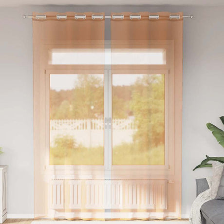 Vidaxl gordijnen voile met doorvoertules 2 st terracotta