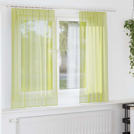 Vidaxl gordijnen voile met roedezakken 2 st appelgroen