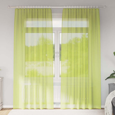 Vidaxl gordijnen voile met roedezakken 2 st appelgroen