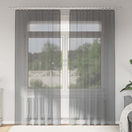 Vidaxl gordijnen voile met roedezakken 2 st donkergrijs