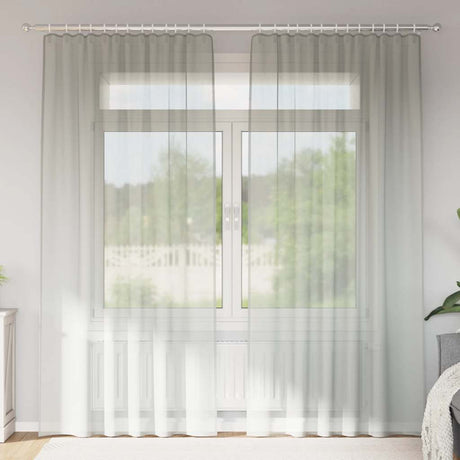 Vidaxl gordijnen voile met roedezakken 2 st lichtgrijs