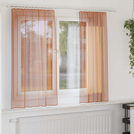 Vidaxl voile gordijnen met roedezakken 2 st terracotta