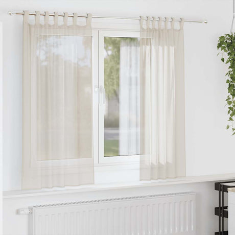 Vidaxl gordijnen voile met tab top 2 st crèmekleurig