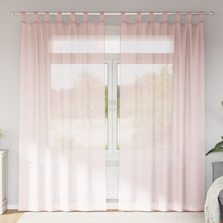 Vidaxl gordijnen voile met lussen 2 st 140x225 cm lichtroze
