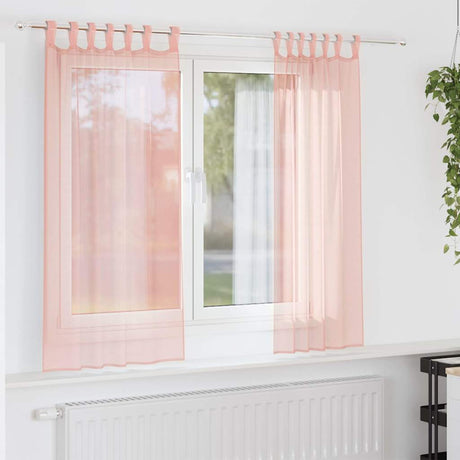 Vidaxl gordijnen met lussen 2 st 140x175 cm roze